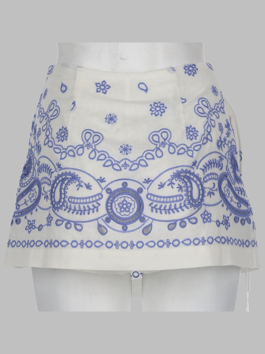 SKORT IN LINO CON RICAMO