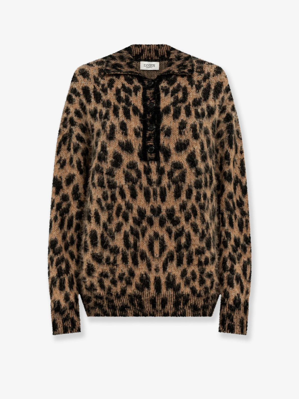 Spotted alpaca blend polo shirt