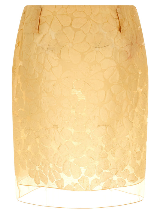 Straight skirt with floral pattern