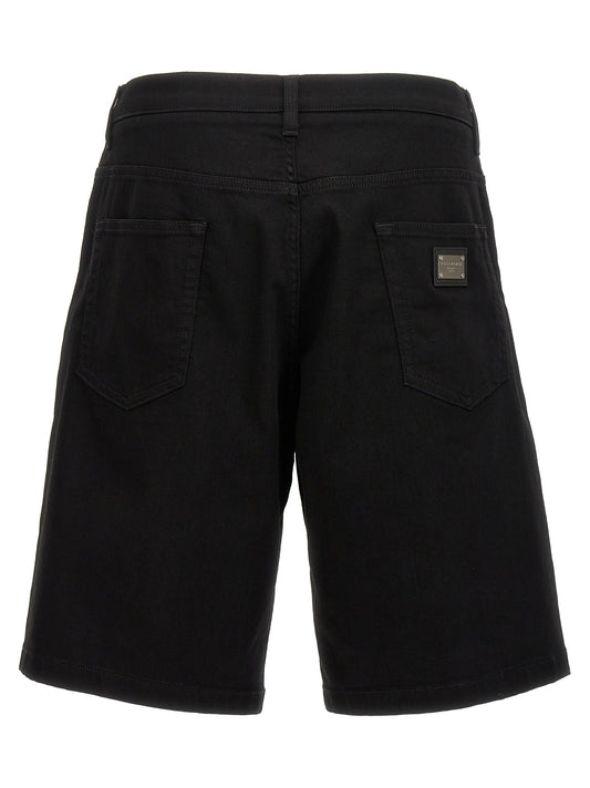 Stretch denim bermuda shorts