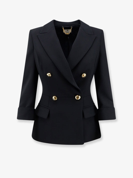 Stretch fabric blazer with logoed cufflinks