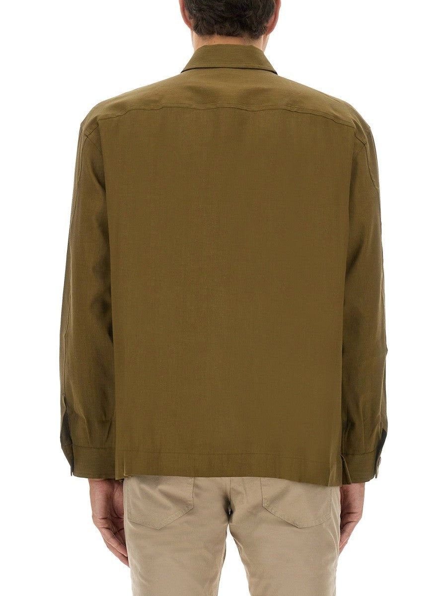 STRETCH LINEN AND VISCOSE SHIRT