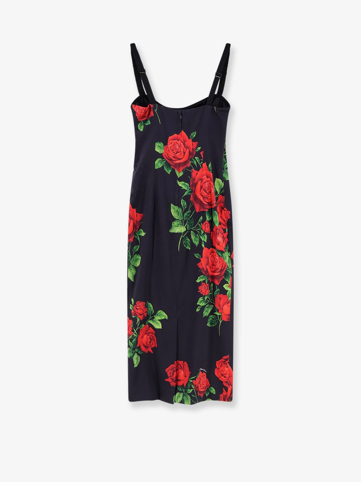Stretch silk dress with iconic Rose print