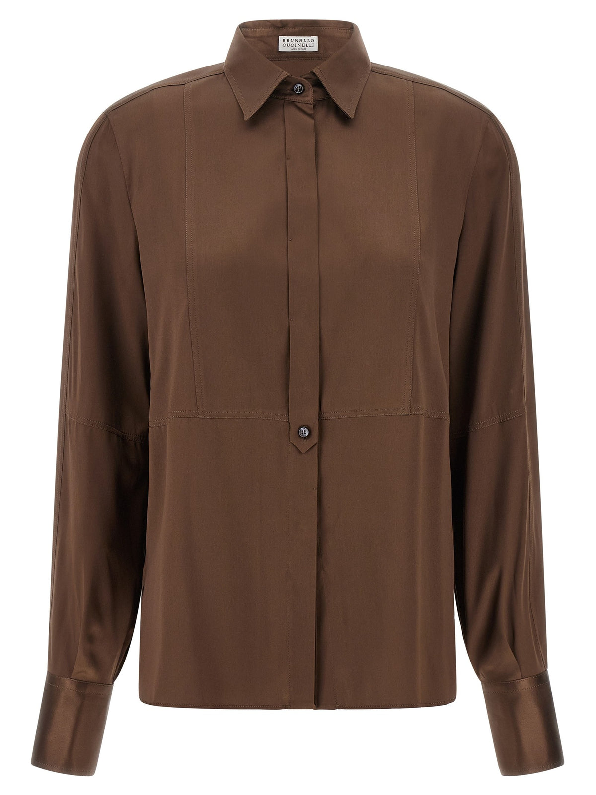 Stretch silk satin shirt