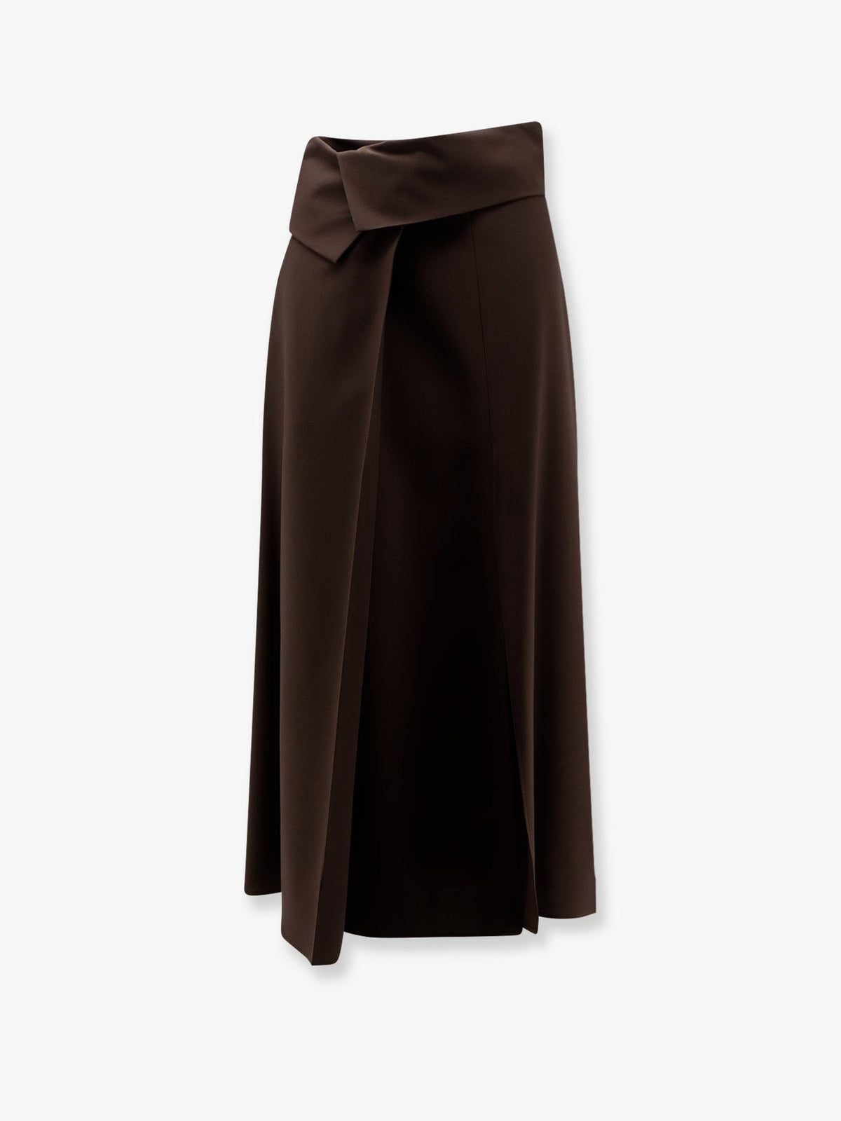 Stretch virgin wool long skirt