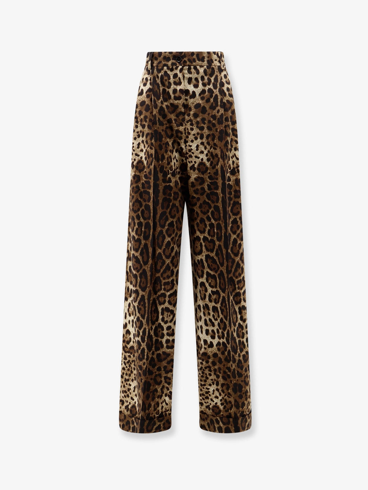 Stretch wool trousers with animal print