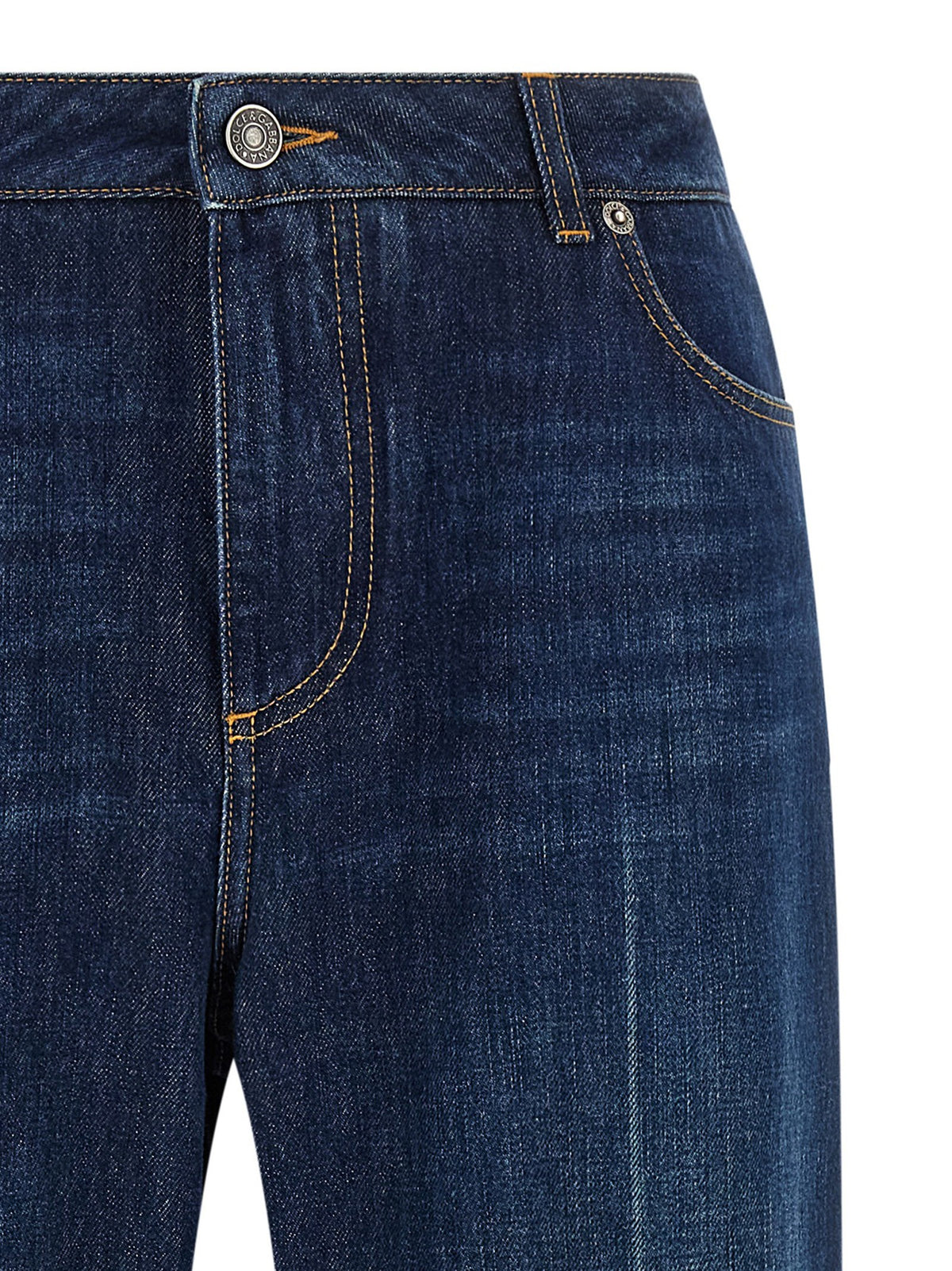 Stretched pleated trompe l'oeil jeans