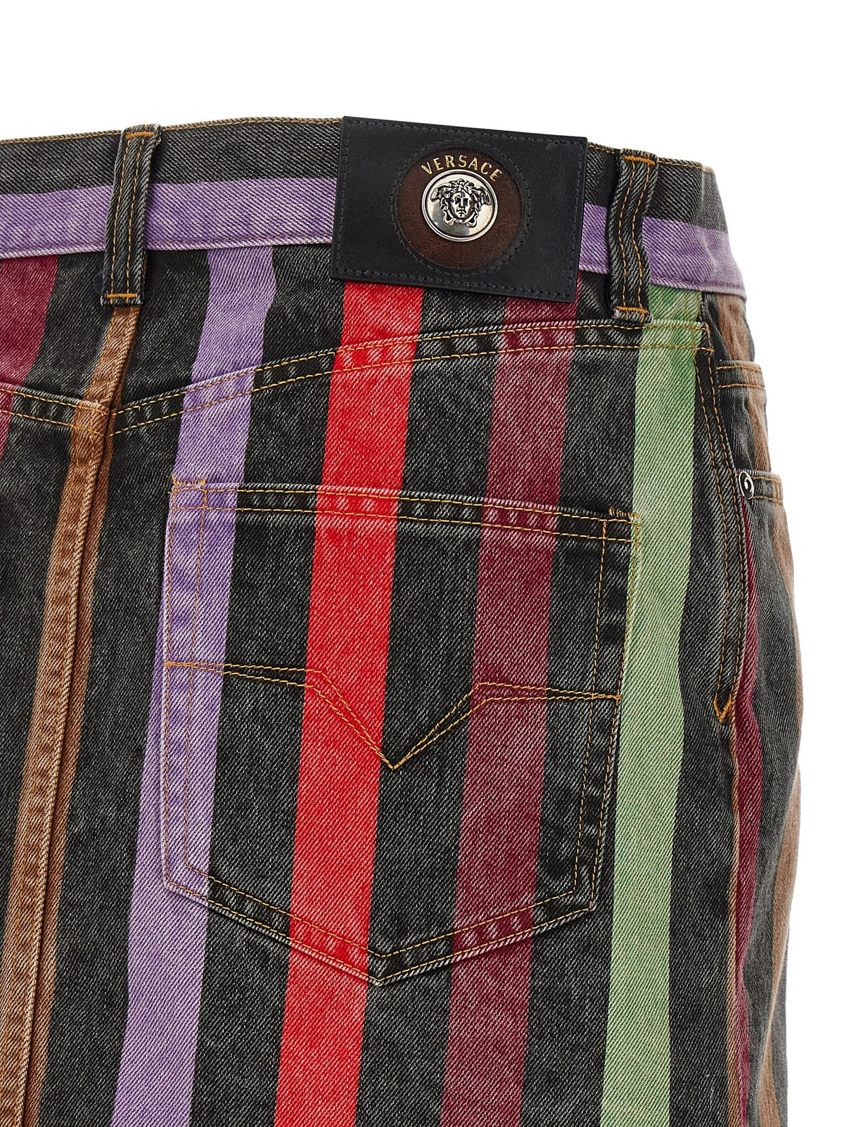 Striped denim skirt