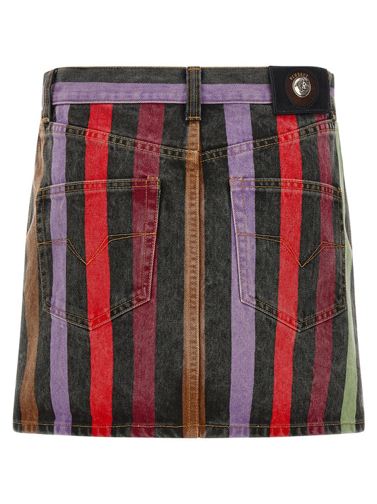 Striped denim skirt