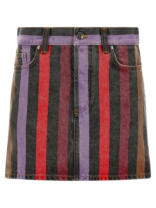 Striped denim skirt