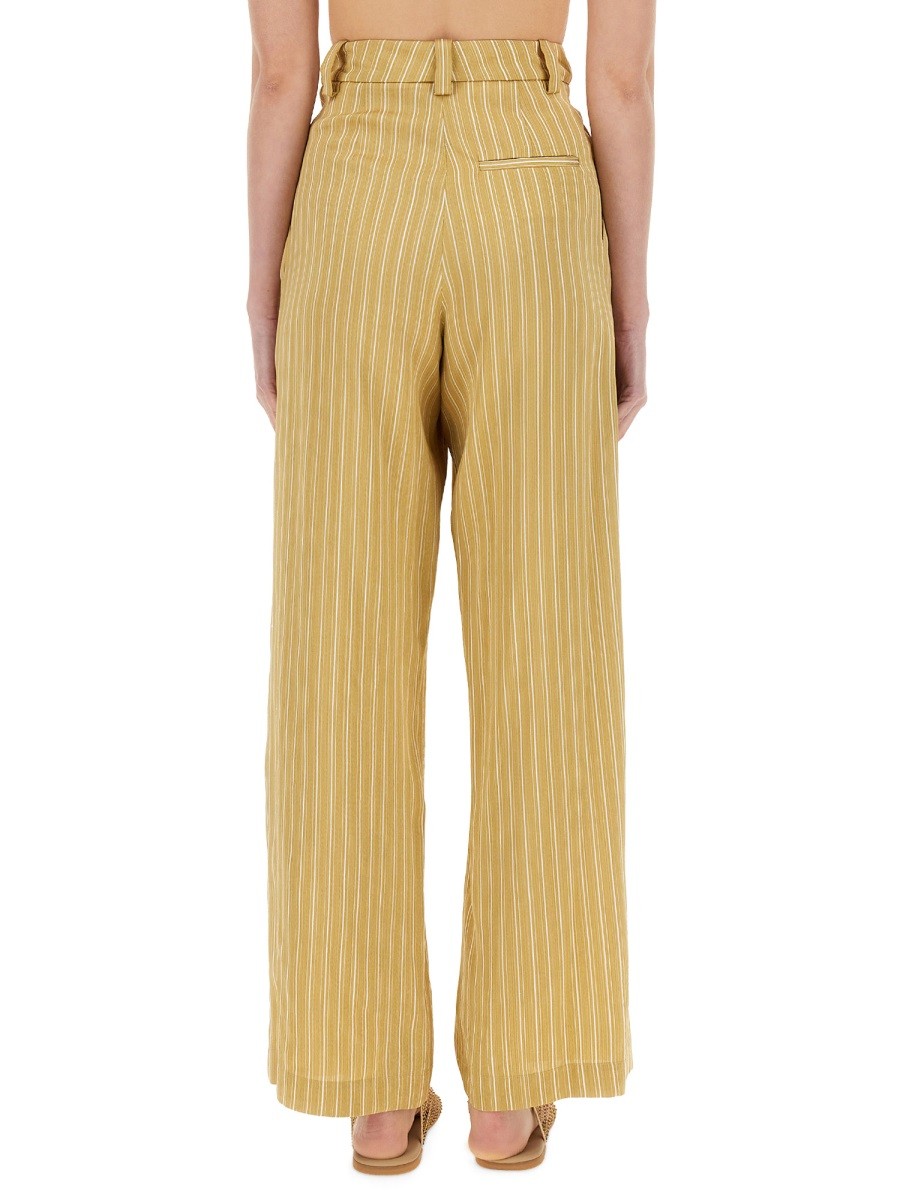 STRIPED SATIN TAILORED PANTS