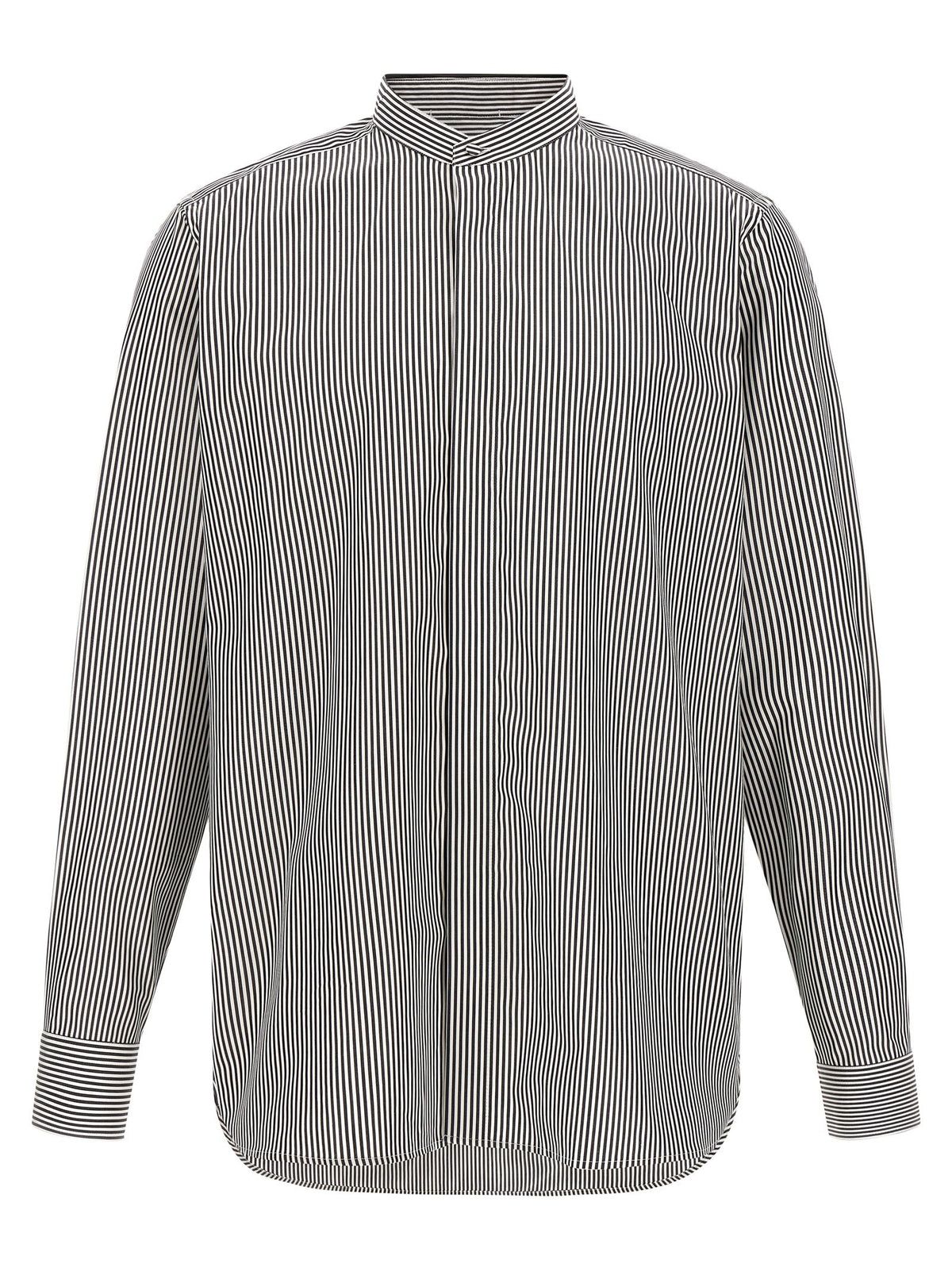 Striped Shirt with Detachable Collar