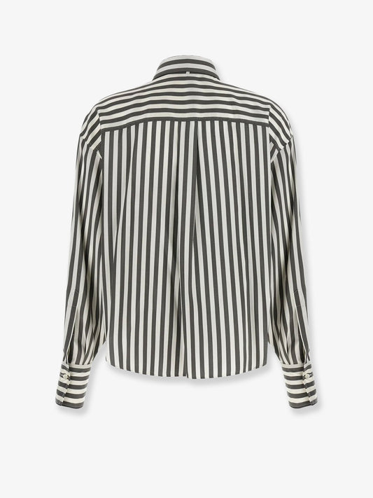 Striped silk shirt with foulard