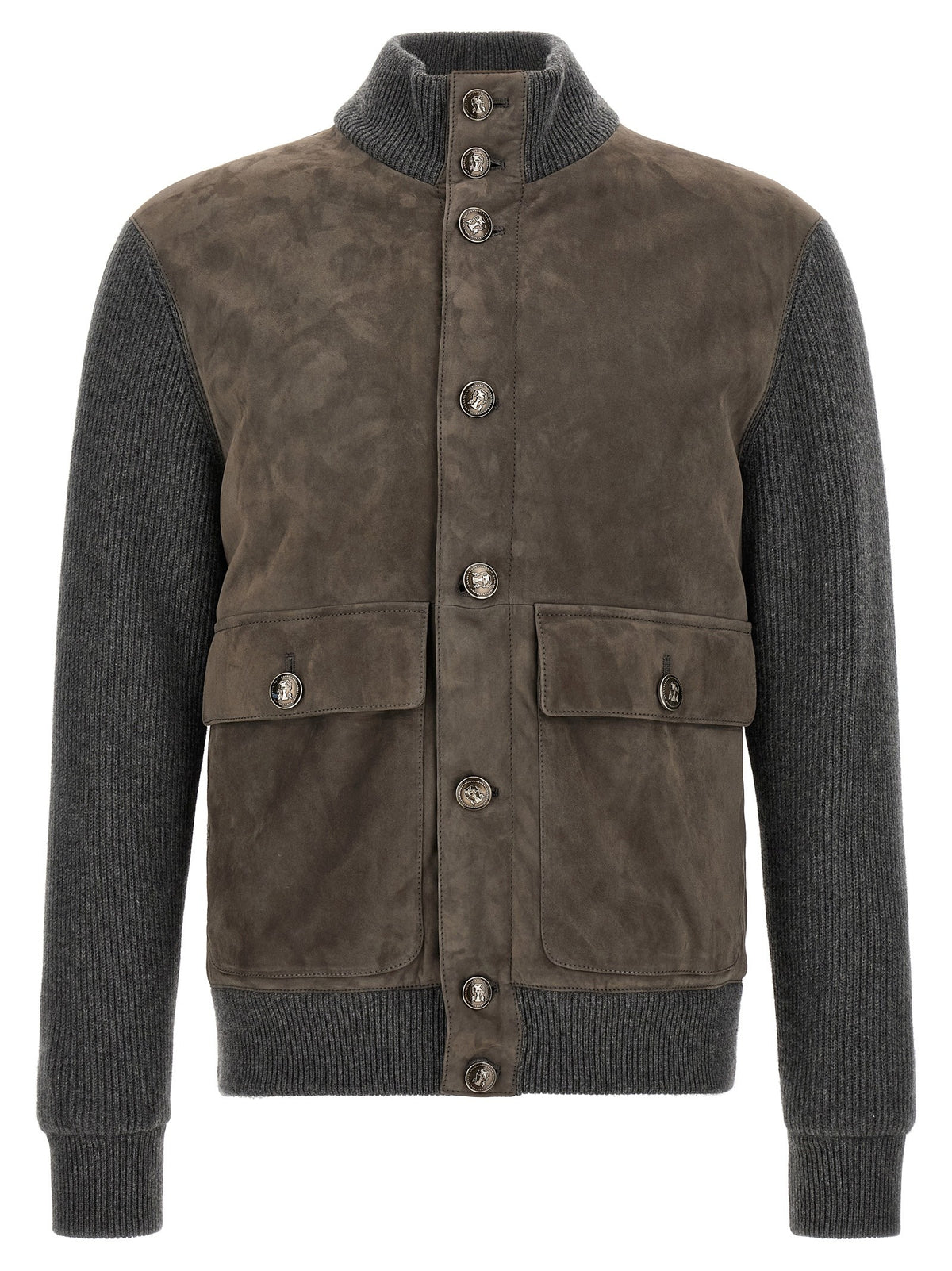 Suede and wool jacket