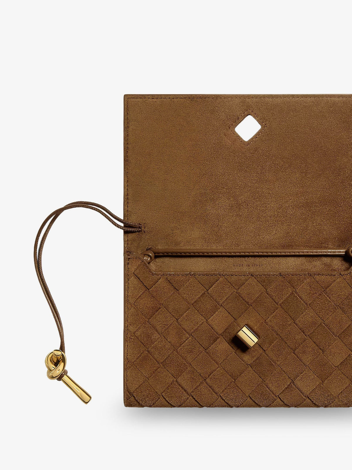 Suede crossbody bag with Intrecciato motif
