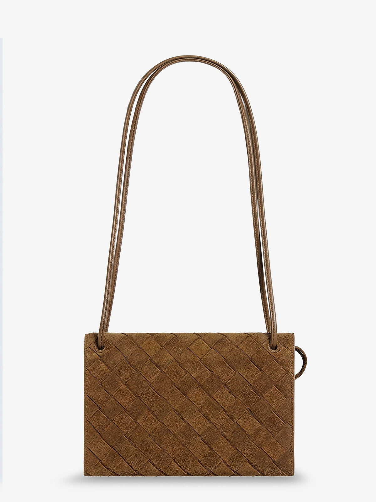 Suede crossbody bag with Intrecciato motif