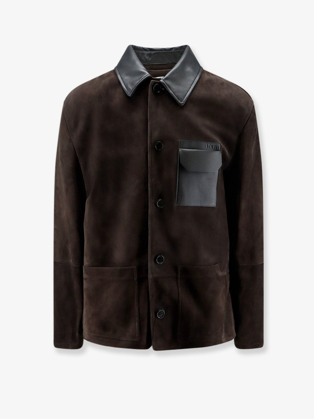 Suede jacket with leather details