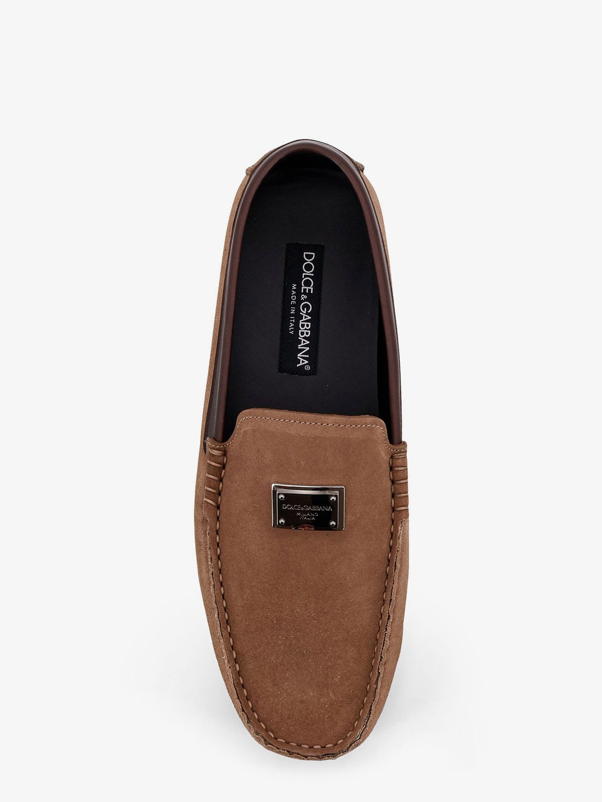 Suede loafer with leather inserts