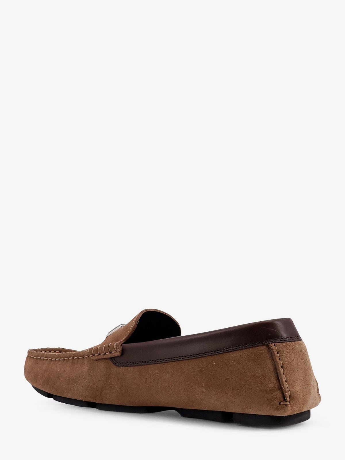 Suede loafer with leather inserts