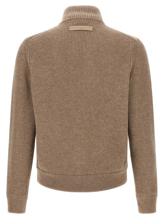Suede panel cardigan