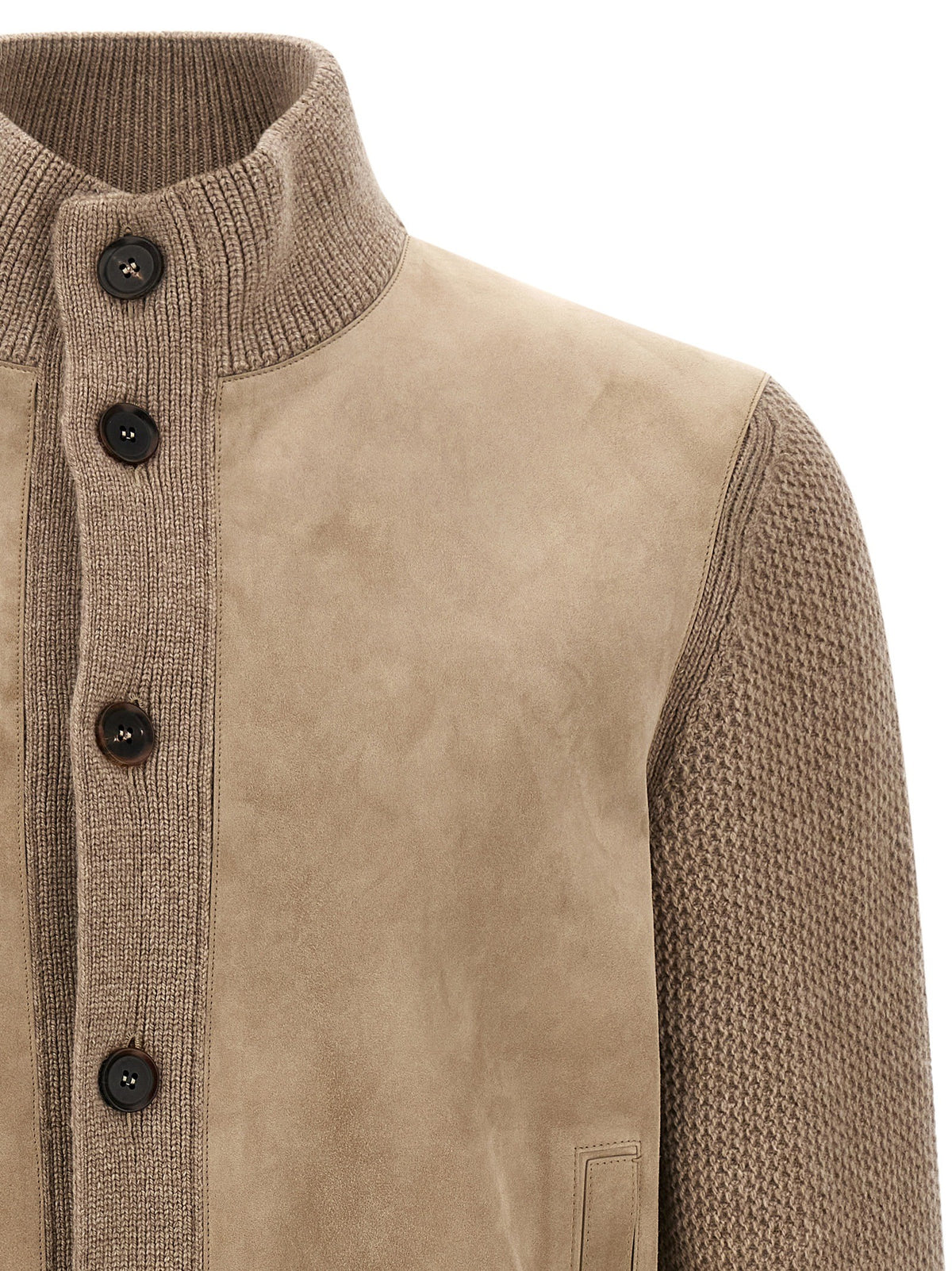 Suede panel cardigan