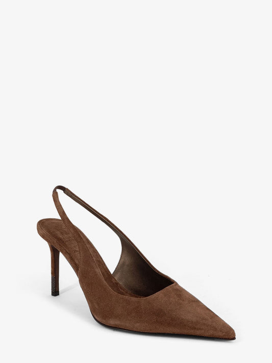Suede pumps with Monili detail on the heel