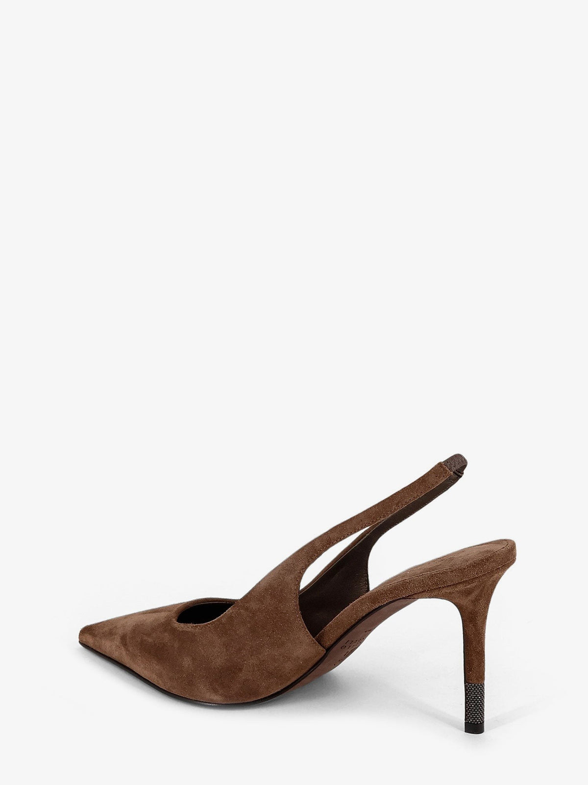 Suede pumps with Monili detail on the heel