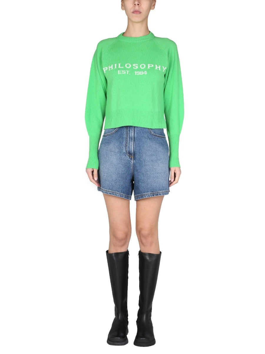 SWEATER WITH LOGO INLAY