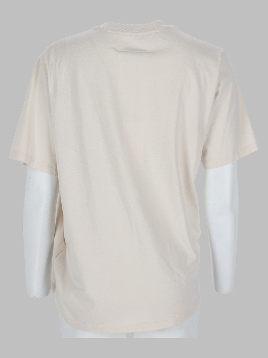 t-shirt con drappeggio e patch logo