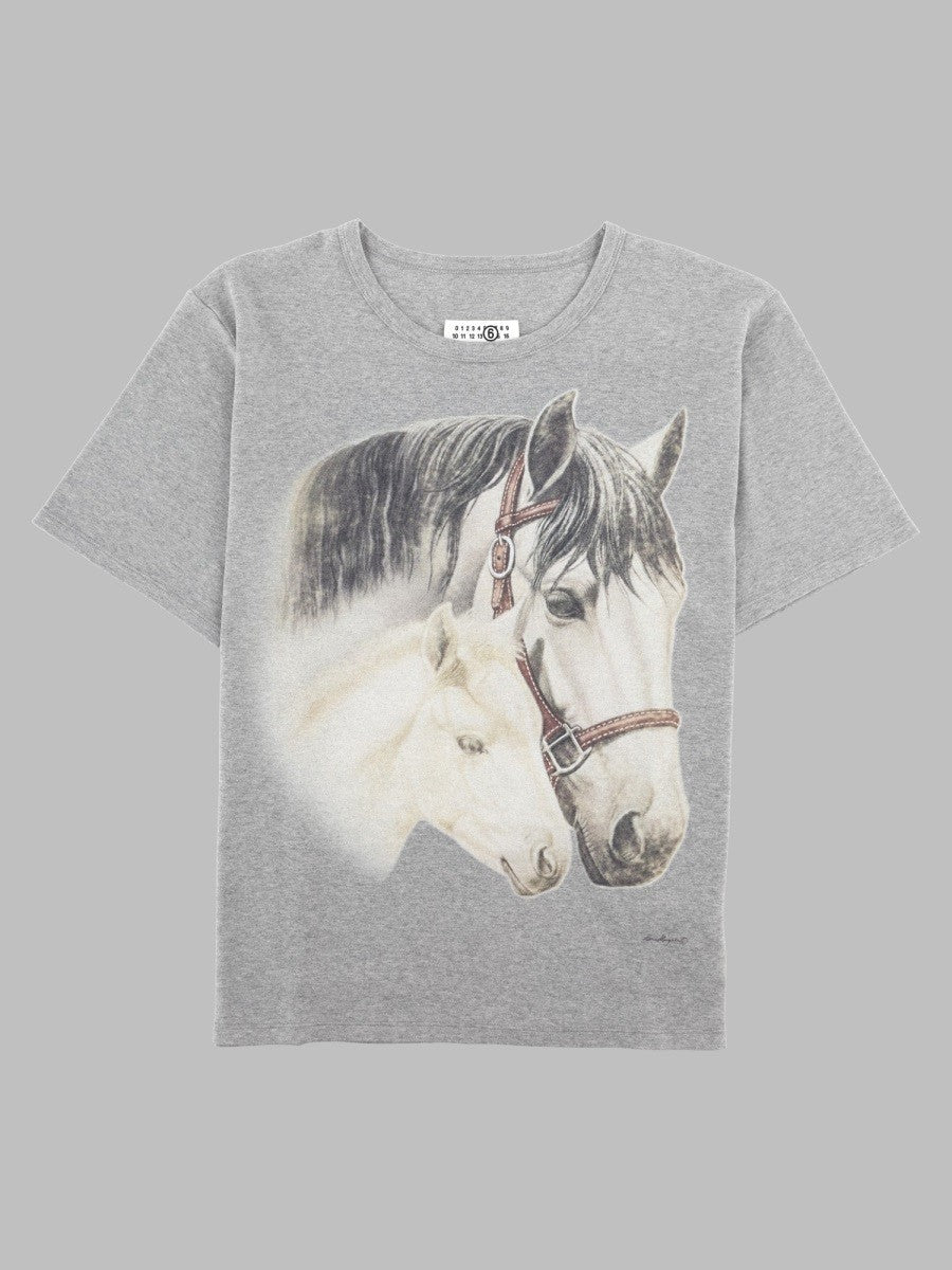 T-Shirt con Stampa Ritratto Cavallo