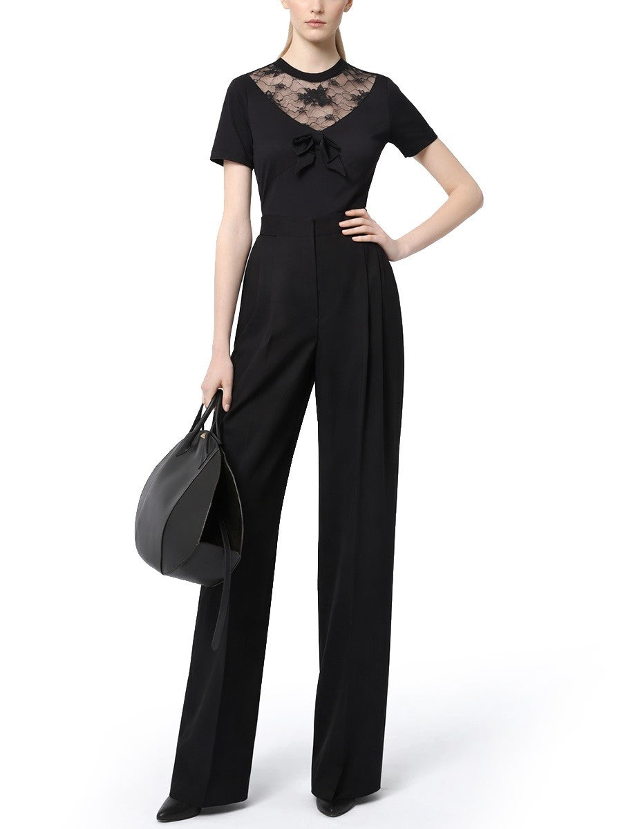 T-SHIRT WITH BOW AND LACE INSERTS