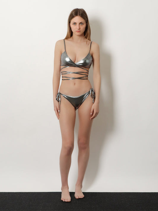 The Attico Il Primo Bagno lycra bikini with a metallic effect