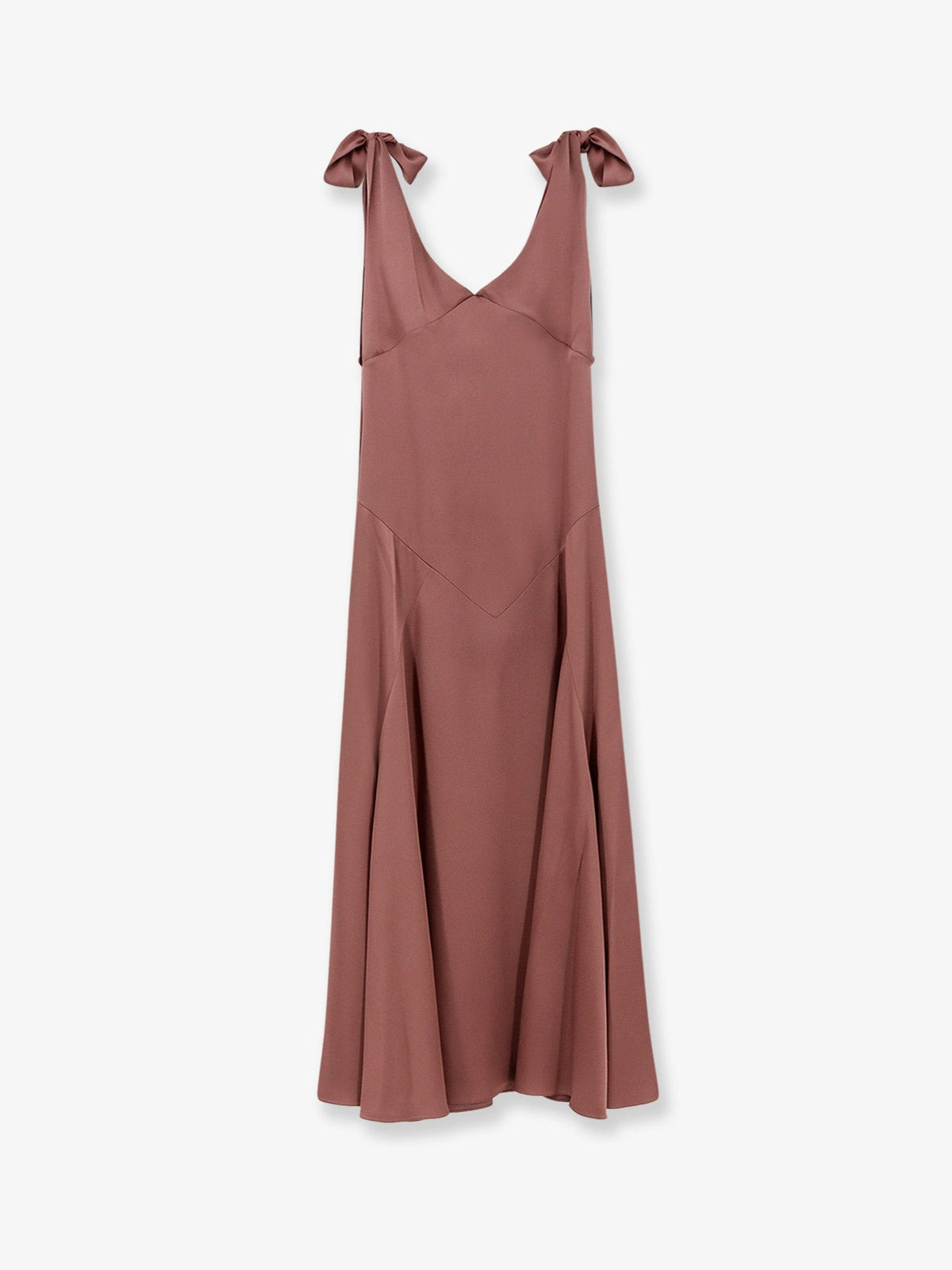 Tie-Detailed satin long dress