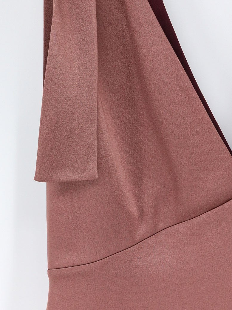 Tie-Detailed satin long dress