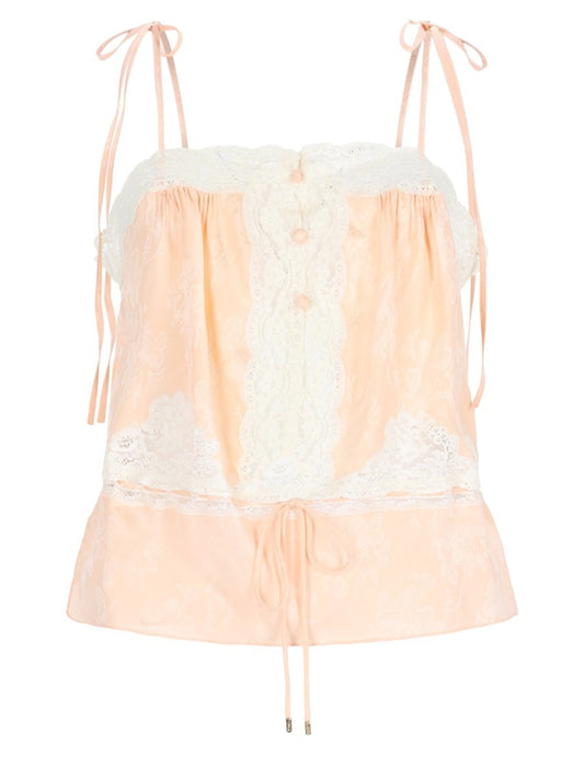 Top In Seta Con Inserti In Pizzo