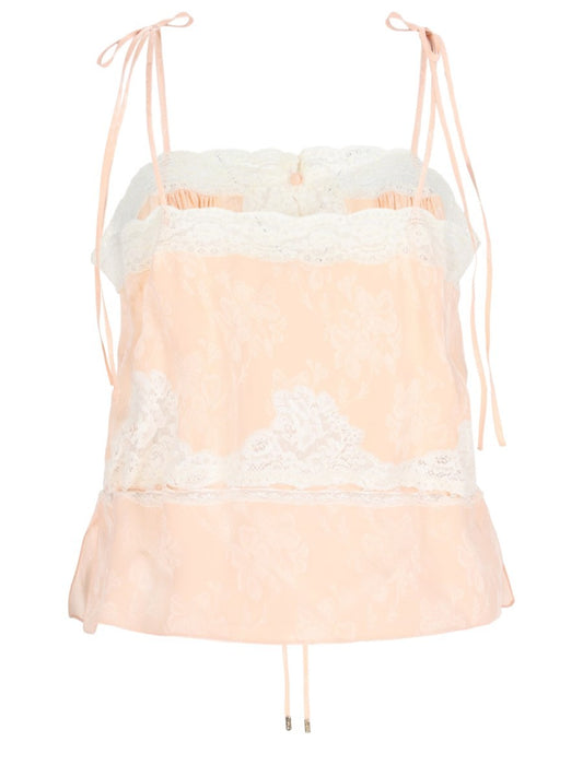Top In Seta Con Inserti In Pizzo