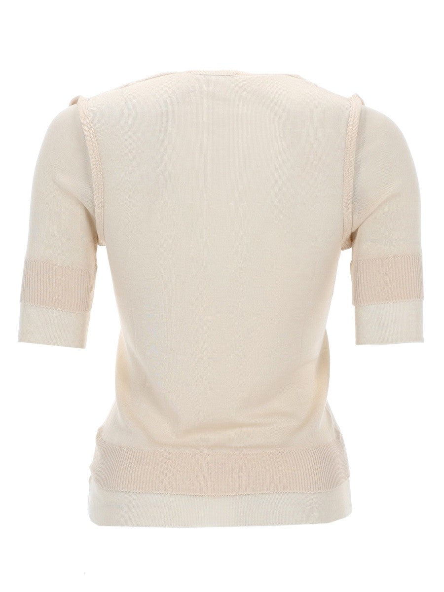 "TROMPE L'OEIL" VISCOSE AND SILK TOP