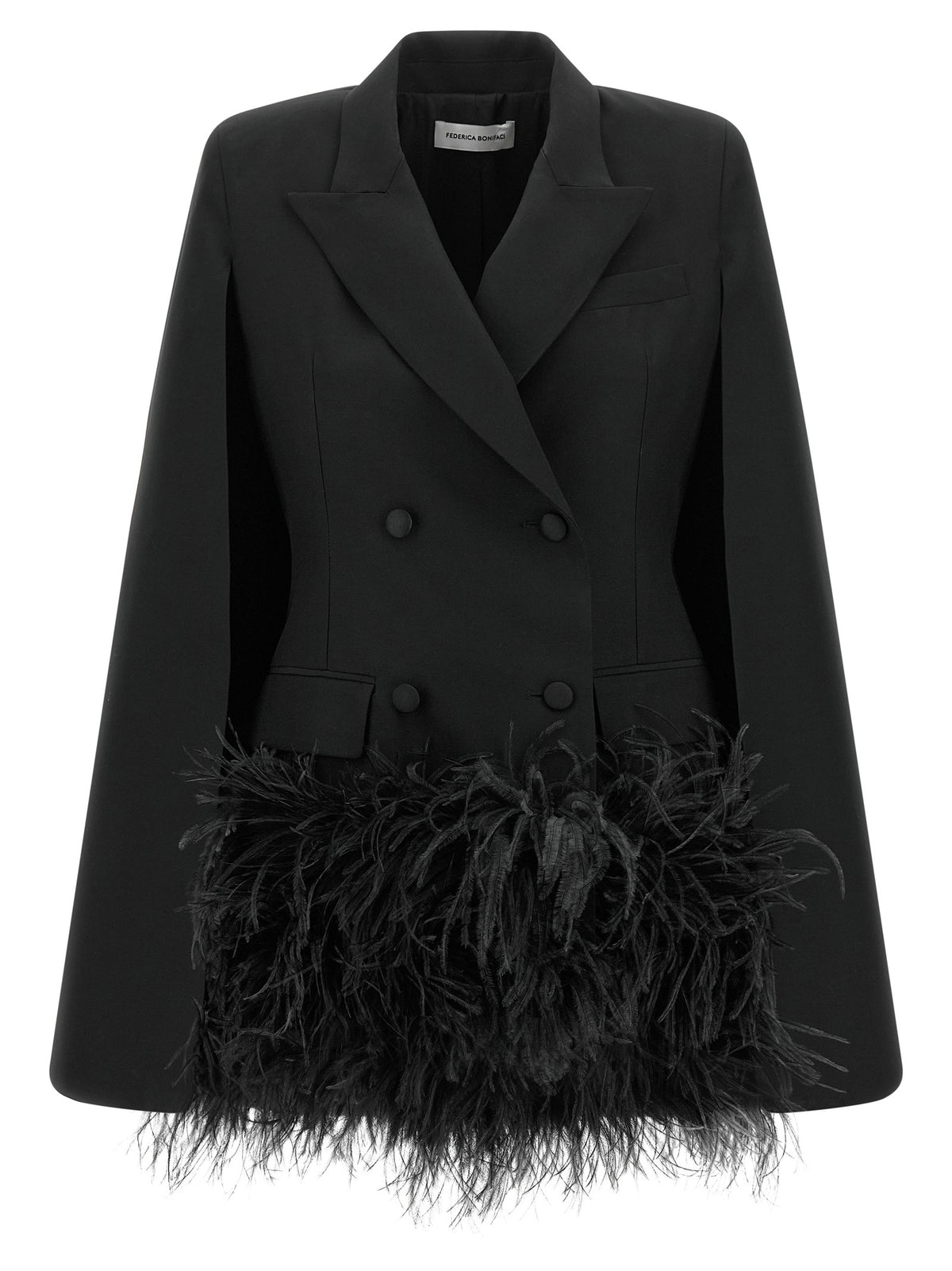 'Tuxedo' feather cape