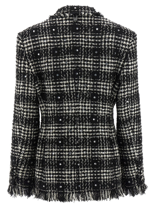 Tweed and rhinestone blazer