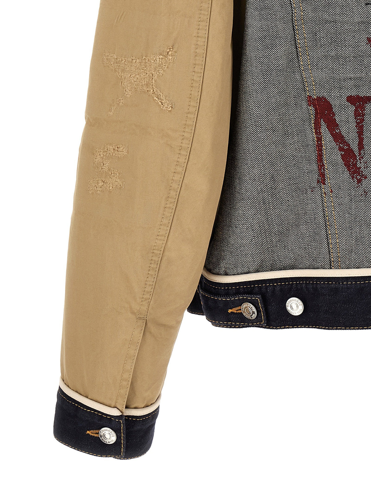 Two-material denim jacket