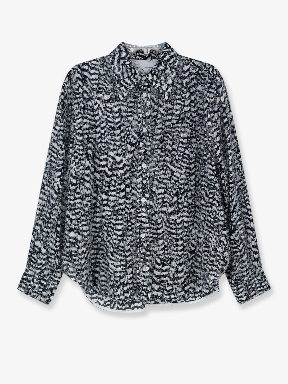 Two-tone viscose shirt with fil coupé detailing