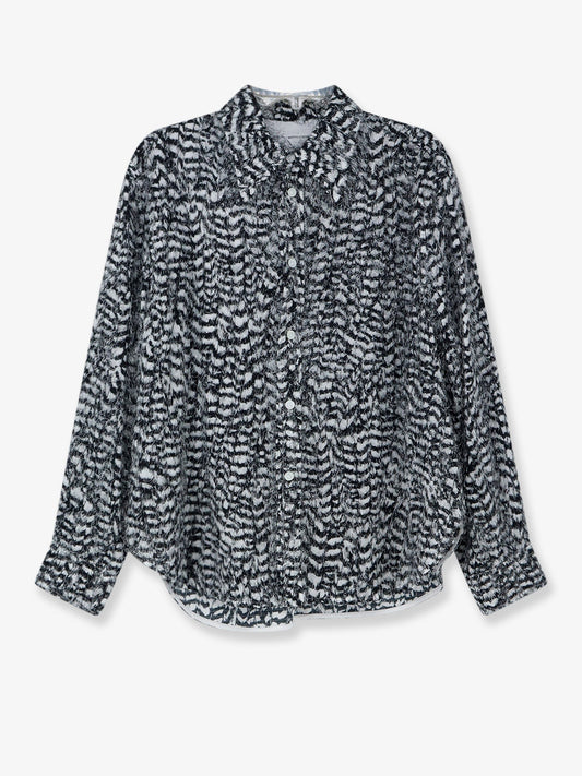 Two-tone viscose shirt with fil coupé detailing