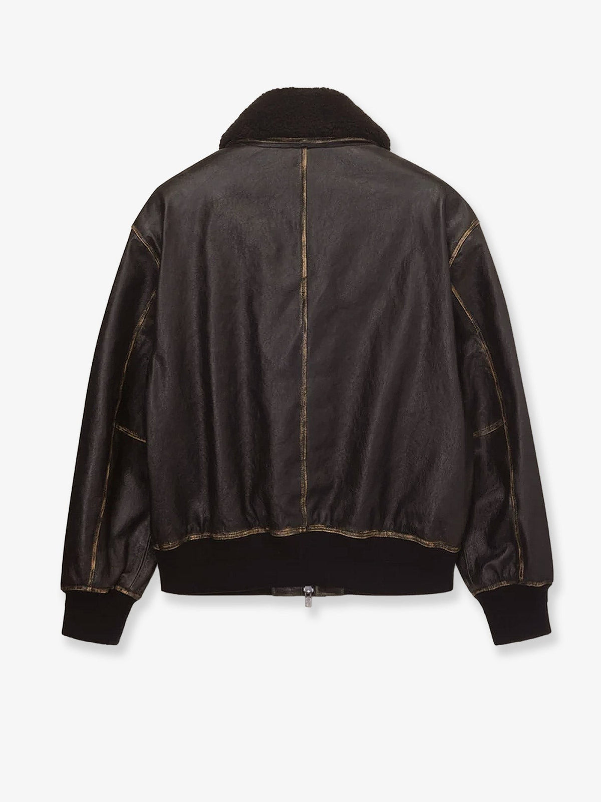 Unisex leather jacket with removable collar
