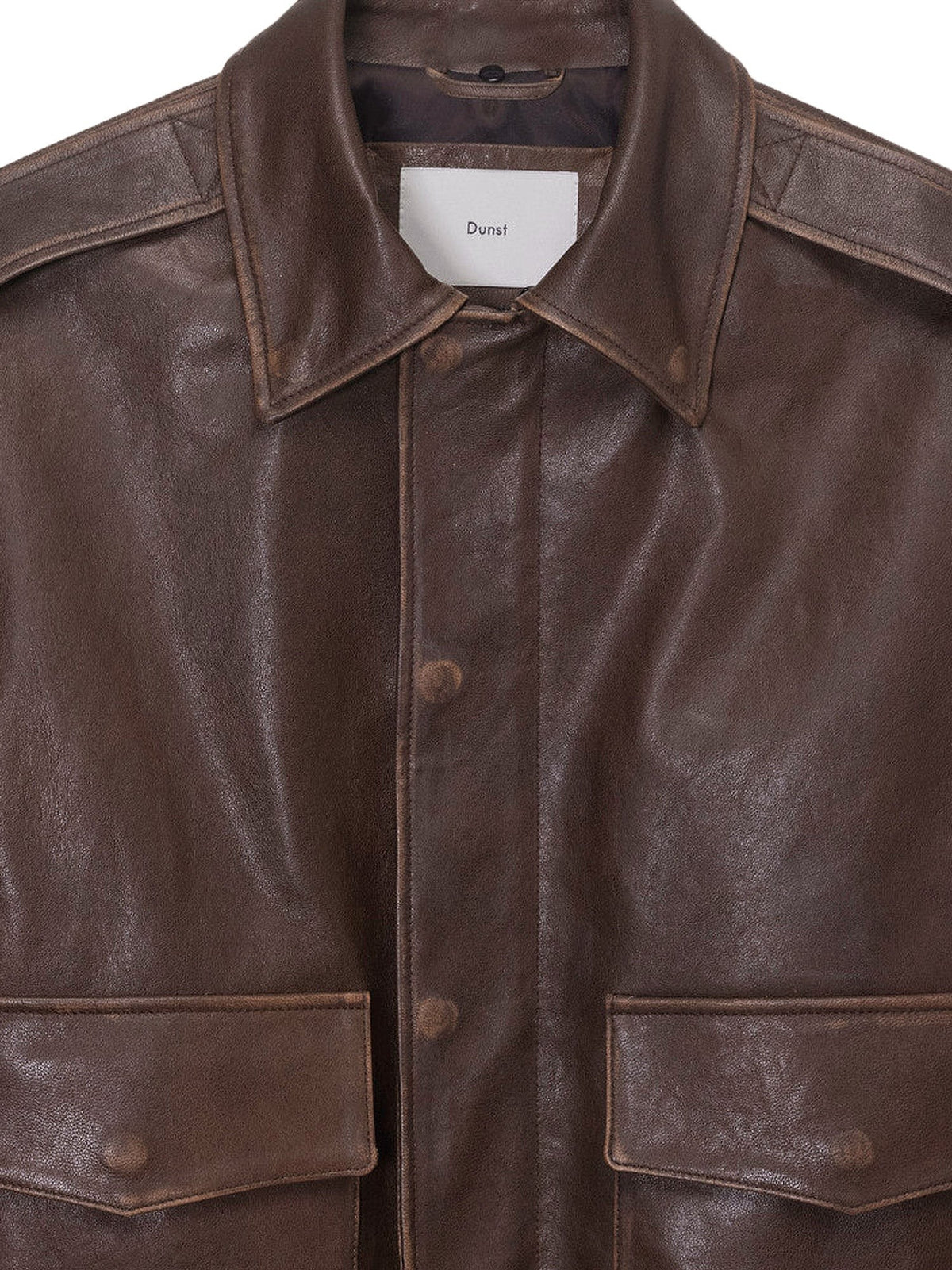 Unisex leather jacket with removable collar