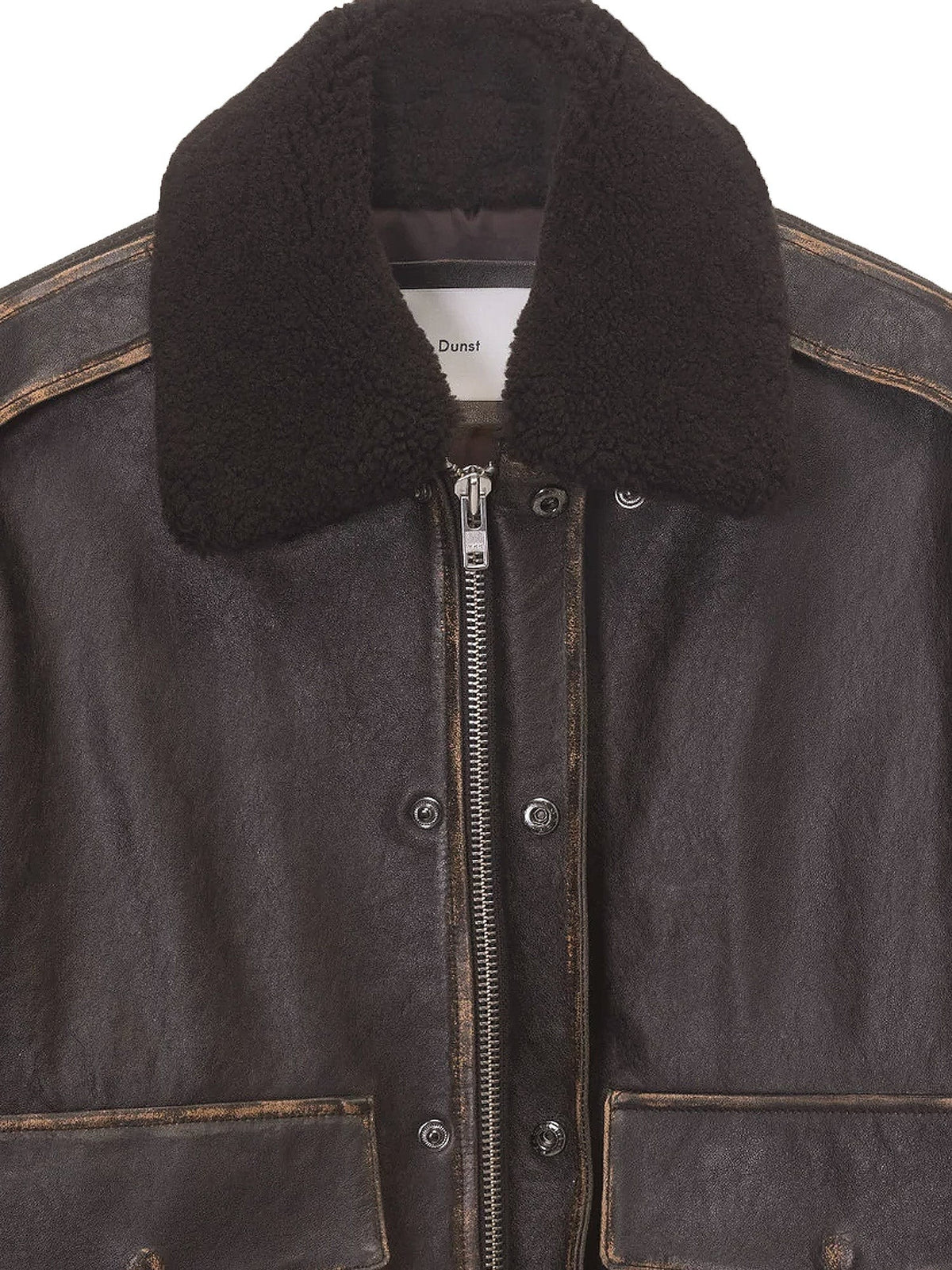 Unisex leather jacket with removable collar