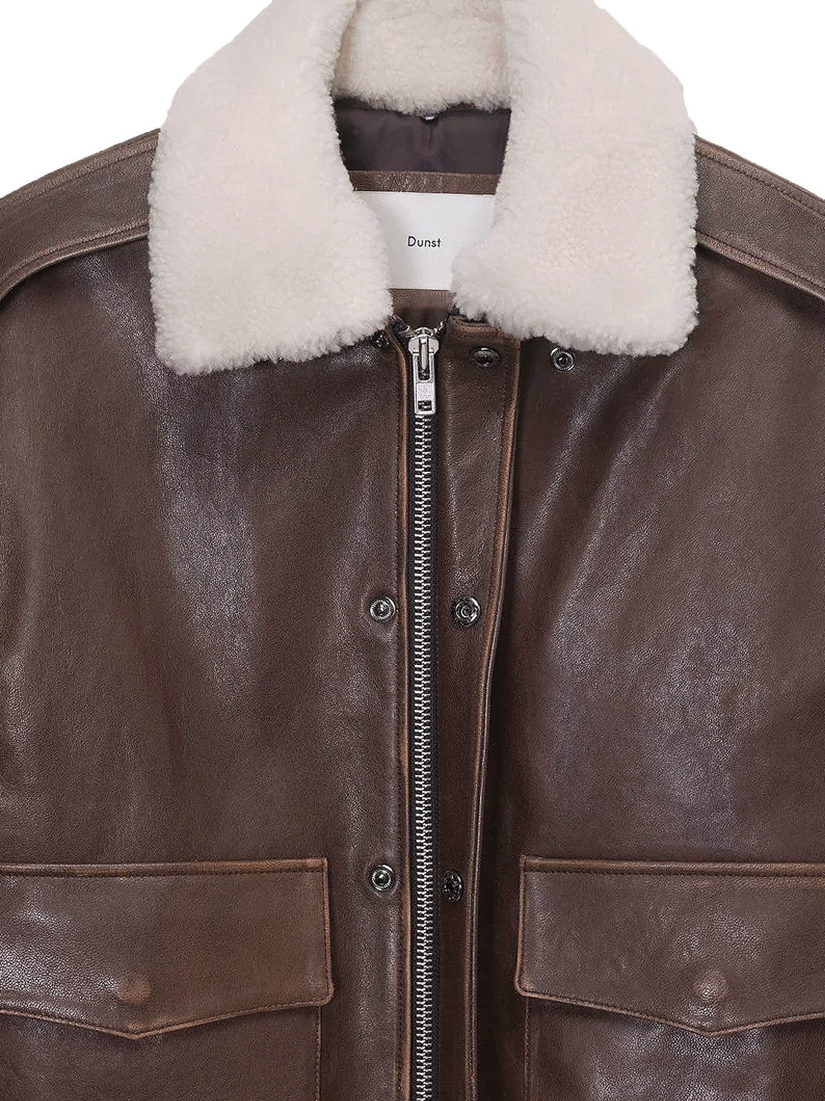 Unisex leather jacket with removable collar