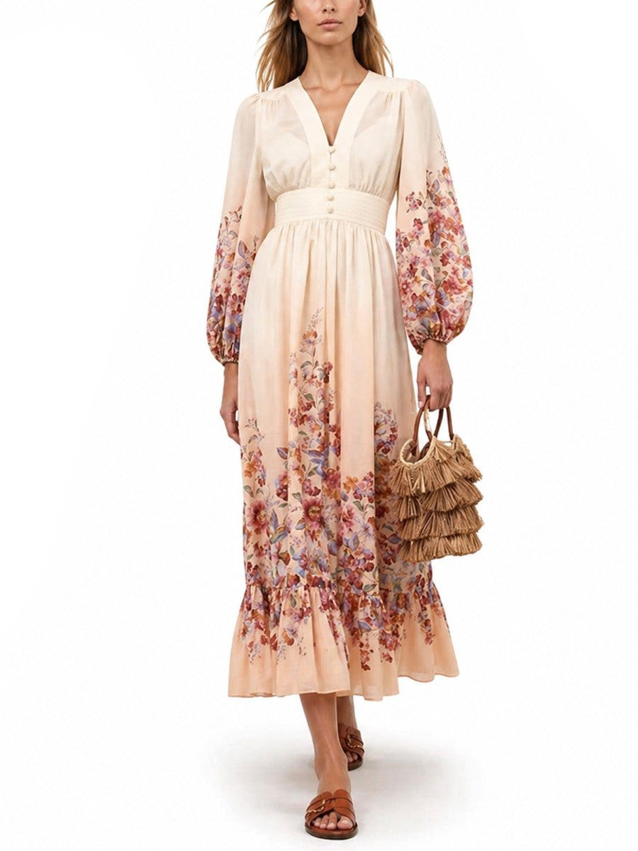 V-NECK LONG DRESS