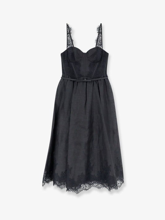 Valiant midi dress in linen and silk blend
