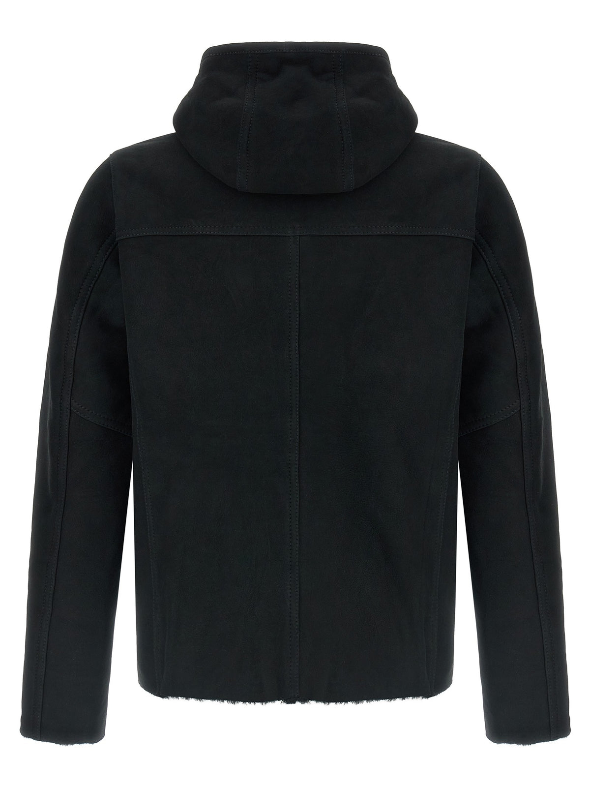 Velour leather hoodie