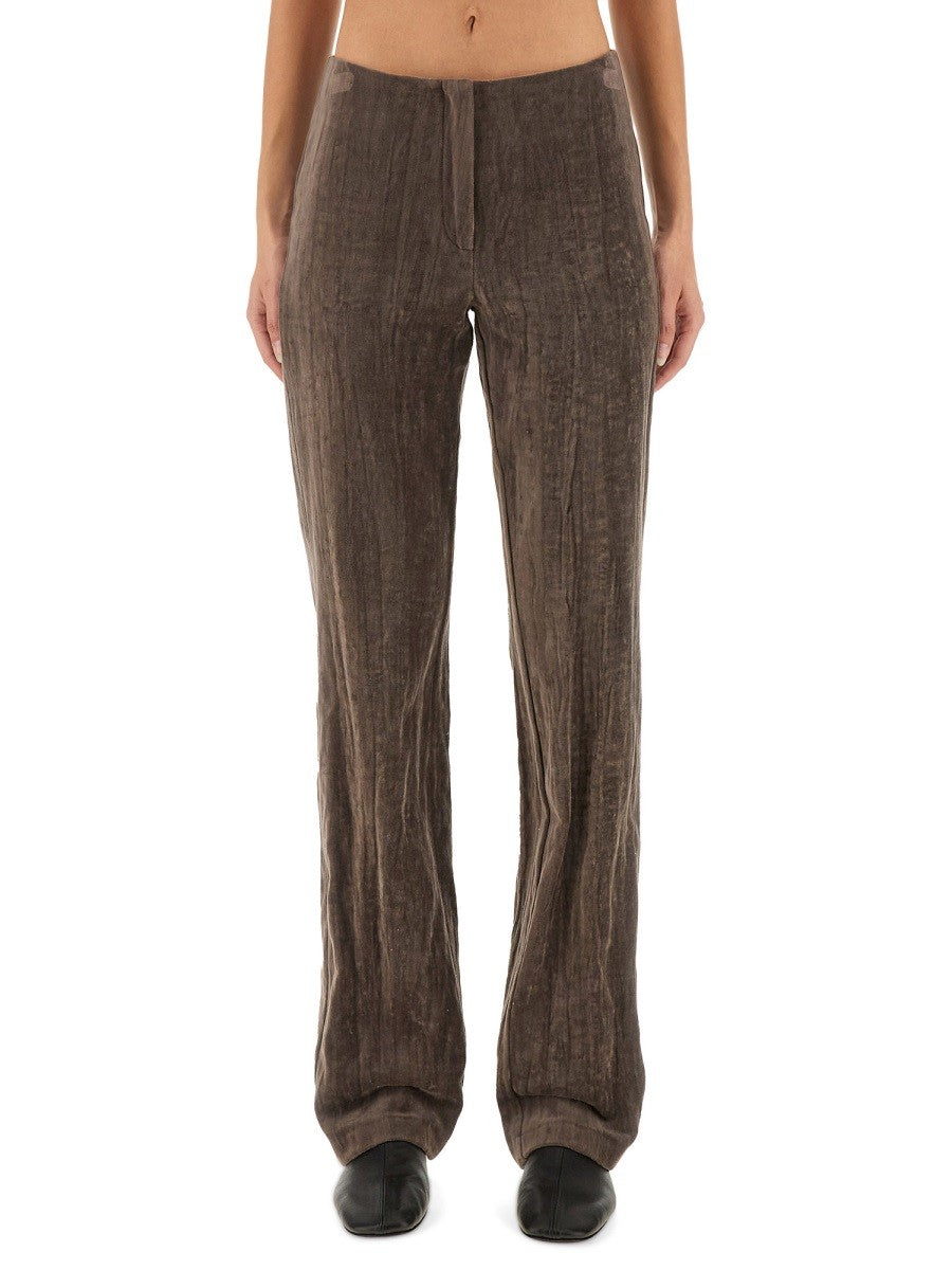 VELVET "CRINKLE" SLIM PANTS